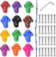 🧗 mbvvlzjvn 12-piece multi-colored craft diy rock climbing wall holds set with 8ft knotted climbing rope, mounting screws, and hardware logo