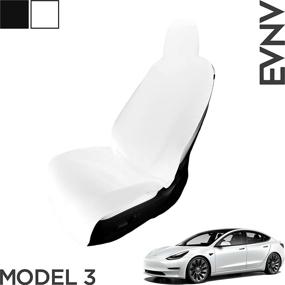 img 4 attached to 🌊 Водонепроницаемая обивка сидений EVNV для Tesla Model 3 - Легкая установка - Защитите свое сиденье - Обивка переднего сиденья Tesla - Аксессуары Tesla Model 3 - Белый