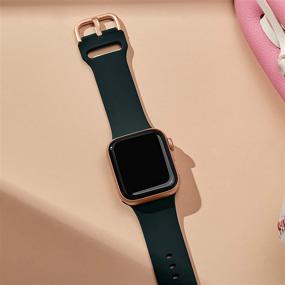 img 3 attached to 🌿 Adepoy Deep Green Silicone Sport Wristbands for Apple Watch 40mm/38mm - Classic Clasp Replacement Strap for iWatch Series SE 6 5 4 3 2 1 - Women Men Compatible