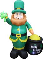 🍀 bzb goods 6ft lighted st patricks day inflatable leprechaun with pot of gold & shamrock, led lights, cute lucky yard art decoration for indoor & outdoor lawn celebration logo