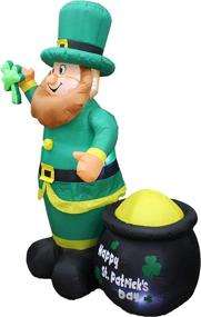 img 2 attached to 🍀 BZB Goods 6ft Lighted St Patricks Day Inflatable Leprechaun with Pot of Gold & Shamrock, LED Lights, Cute Lucky Yard Art Decoration for Indoor & Outdoor Lawn celebration