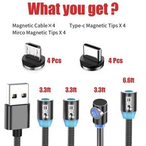 img 3 attached to Магнитный кабель для зарядки [4 шт.] для Android-устройств, с Micro USB и USB C - магнитный зарядный кабель Big+ для телефонов, зарядное устройство Type C, USB магнитный кабель зарядки