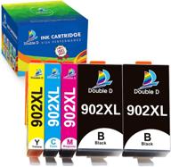 double d 902xl ink cartridges compatible replacement for hp 902 902xl combo pack (upgraded chip) for hp 🖨️ officejet 6968 6978 6962 6958 6954 6960 6970 6950 6979 6951 printer (2 black, 1 cyan, 1 magenta, 1 yellow) logo