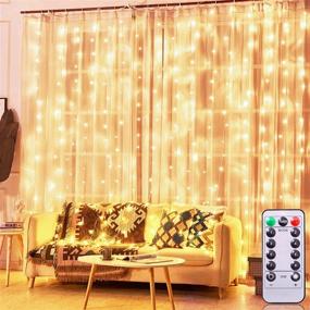 img 3 attached to 🎄 AMENON 300 LED Christmas Curtain String Lights: Remote Controlled, USB Powered, 8 Modes for Xmas Decoration & Party in Warm White - Indoor/Outdoor Home & Garden Wall Bedroom Décor