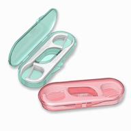 🦷 dental floss case with travel toothpicks: professional floss picks set with 20 threader flossers and 2 storage cases for family, hotel, and high toughness traveling - available in pink or green logo