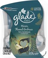 🌲 glade plugins refills air freshener, scented essential oils for home & bathroom, warm flannel embrace, 1.34 fl oz, pack of 2 logo