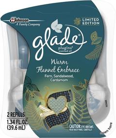 img 4 attached to 🌲 Glade PlugIns Наполнители освежителя воздуха, ароматизированные эфирные масла для дома и ванной комнаты, теплое обнимание фланели, 1,34 жидк. унц., набор из 2