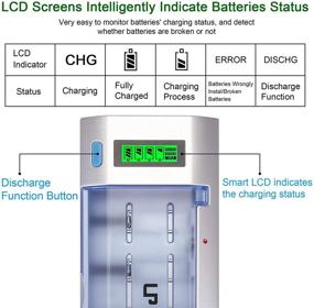 img 3 attached to 🔋 Умный универсальный зарядное устройство для аккумуляторов с ЖК-дисплеем для аккумуляторов AA AAA C D 9V Ni-MH Ni-CD - модернизированное многофункциональное быстрое зарядное устройство с функцией разрядки и аккумулятором переменного тока в комплекте.