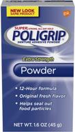💪 super poligrip denture adhesive powder extra strength - convenient & long-lasting 1.6 ounce container logo