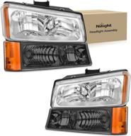 🚘 фары nilight высокого качества для silverado 2003-2006: хромированное кожух, дымчатая линза с желтыми углами, гарантия 2 года логотип