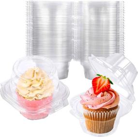 img 4 attached to NPLUX Individual Cupcake Containers: Pack of 50 Plastic Cupcake Boxes for Fresh and Neat Storage