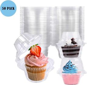 img 3 attached to NPLUX Individual Cupcake Containers: Pack of 50 Plastic Cupcake Boxes for Fresh and Neat Storage