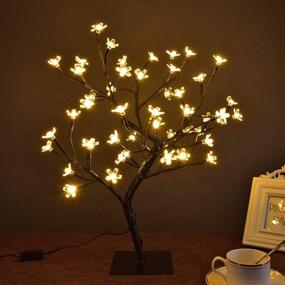 img 2 attached to 🌸 18 Inch Cherry Blossom Bonsai Tree Lightshare - 48 LED Lights, Metal Base, Warm White Lights, UL Listed Adapter Included - Perfect Night Light & Home Gift Idea