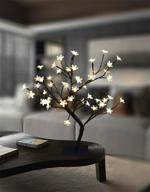 🌸 18 inch cherry blossom bonsai tree lightshare - 48 led lights, metal base, warm white lights, ul listed adapter included - perfect night light & home gift idea логотип