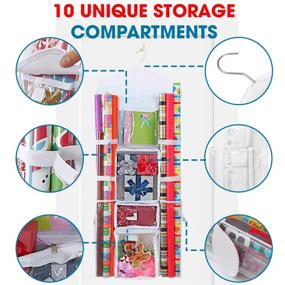 img 1 attached to 🎁 ProPik Hanging Double Sided Wrapping Paper Storage Organizer with Multiple Pockets to Organize Gift Wrap, Gift Bags, Bows, and Ribbons - 40”X17" Fits 40 Inch Rolls (White)