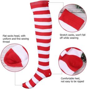 img 3 attached to 🎄 Festive Fashion: BESTOYARD Christmas Red White Stockings - Over Knee Socks for Women & Girls