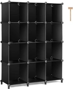 img 4 attached to 📚 TomCare Cube Storage: Versatile and Spacious 12-Cube Bookshelf Closet Organizer in Sleek Black Design