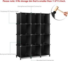 img 3 attached to 📚 TomCare Cube Storage: Versatile and Spacious 12-Cube Bookshelf Closet Organizer in Sleek Black Design