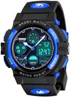 kids digital sport watch: waterproof outdoor wristwatch for boys & girls - electronic analog quartz, alarm & stopwatch included! logo