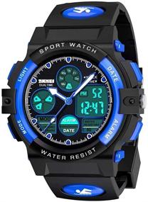img 4 attached to Kids Digital Sport Watch: Waterproof Outdoor Wristwatch for Boys & Girls - Electronic Analog Quartz, Alarm & Stopwatch Included!