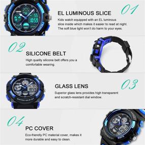 img 2 attached to Kids Digital Sport Watch: Waterproof Outdoor Wristwatch for Boys & Girls - Electronic Analog Quartz, Alarm & Stopwatch Included!