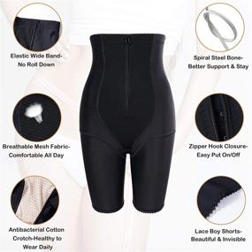 img 1 attached to Nebility Women Waist Trainer: Zipper & Hook Body Shaper Shorts – High Waist, Butt Lifter, Thigh Slimmer for Comfortable Results