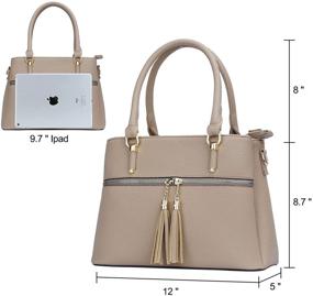 img 1 attached to 👜 Stylish Women's Leather Satchel Bags: Handle Shoulder Handbags, Purses, Pockets, Zipper - Ideal Crossbody Option