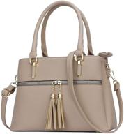 👜 stylish women's leather satchel bags: handle shoulder handbags, purses, pockets, zipper - ideal crossbody option logo