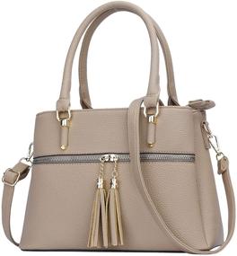 img 4 attached to 👜 Stylish Women's Leather Satchel Bags: Handle Shoulder Handbags, Purses, Pockets, Zipper - Ideal Crossbody Option