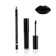 💄 maepeor black matte lipstick and lipliner set: waterproof, long lasting, and velvety liquid lipgloss - 2pcs set, black logo