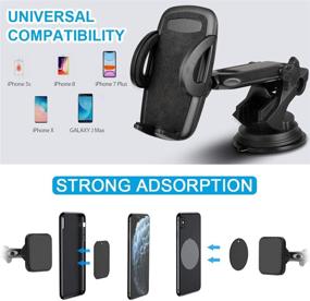 img 1 attached to 🚗 BTMAGIC Car Phone Mount, Dashboard Phone Holder, Hands-Free Phone Holder for Car with Super Suction Cup, Washable (Black2)