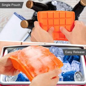 img 3 attached to 🧊 Flexible and Easy Release Silicone Ice Cube Tray, 2 Pack Ice Cube Molds - 6+20 Large & Small Square Ice Cubes, BPA Free Nontoxic, Orange