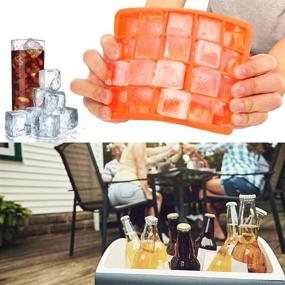 img 2 attached to 🧊 Flexible and Easy Release Silicone Ice Cube Tray, 2 Pack Ice Cube Molds - 6+20 Large & Small Square Ice Cubes, BPA Free Nontoxic, Orange