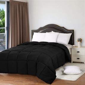 img 2 attached to 🖤 All Season 250 GSM Comforter by Utopia Bedding - Soft Down Alternative Duvet Insert - Plush Siliconized Fiberfill - Box Stitched - Full/Queen Size - Black