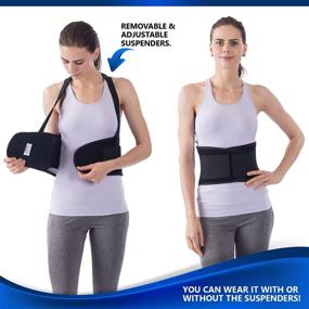 img 3 attached to Пояс для поддержки поясницы NYOrtho Back Brace - мгновенное облегчение для мужчин и женщин, снятие боли в нижней части спины, оптимальная осанка и поддержка позвоночника, регулируемый и дышащий с съемными подтяжками, 2XL 42-46 дюйма.