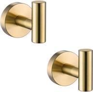 🛁 [2 pack] brushed gold towel hooks coat hook, bathroom hardware accessories, robe hook for bath and kitchen, sus 304 stainless steel wall hook - enhanced seo logo