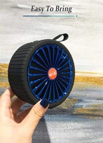 img 2 attached to 🔊 Portable Bluetooth Speaker with Subwoofer for Rich Bass, Enhanced Wireless Connectivity, Louder Sound, Bluetooth V5.0, Extended 50ft Wireless Range, Built-in Microphone, 4 Hours Playtime, Mini Wheel/Tire Design Speaker in Blue