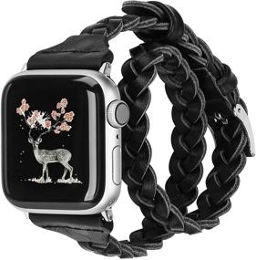 img 3 attached to 👜 Moolia двойная кожаная лента - совместима с Apple Watch 38 мм 40 мм 42 мм 44 мм, женский тонкий кожаный ремешок с двумя оборотами на запястье, замена браслета - для iWatch SE Серии 6 5 4 3 2 1