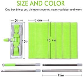 img 3 attached to 🧹 ITSOFT Microfiber Hardwood Floor Mop - Efficient Wet and Dry Cleaning, with Stainless Steel Handle, Extension, and 5 Reusable Mop Pads in Green