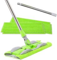 🧹 itsoft microfiber hardwood floor mop - efficient wet and dry cleaning, with stainless steel handle, extension, and 5 reusable mop pads in green logo