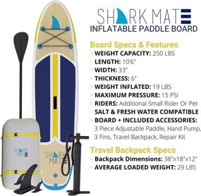 img 2 attached to 🦈 STARTSMART Inflatable Stand Up Paddle Board with Shark Repellent - SUP Set Including Accessories, Coiled Leash, Pump, Lightweight Paddle, Fin & Backpack Travel Bag