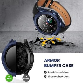 img 2 attached to 📱 Аксессуары Goton для Samsung Galaxy Watch 4 Classic 42mm - 1 синий прочный чехол-бампер из TPU Armor + 2 защитные пленки из закаленного стекла для экрана + 1 ободок - улучшенный SEO