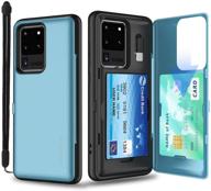 📱 skinu galaxy s20 case wallet black with concealed credit card holder id slot hard cover, strap, mirror & usb adapter for samsung galaxy s20 / s20 5g (2020) - teal logo