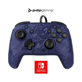 img 4 attached to 🎮 Nintendo Licensed PDP Gaming Faceoff Deluxe+ Wired Switch Pro Controller - Ergonomic Customizable Gamepad with Blue Camo Design