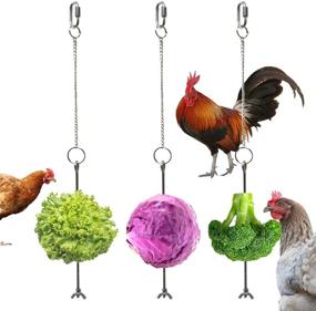 img 4 attached to 🐔 Vehomy Hanging Chicken Vegetable Feeder Toy | Skewer Fruit Holder for Hens & Large Birds | 3PCS
