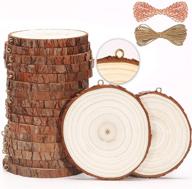 🪵 senmut 20 pcs natural wood slices - 3.5-4 inch wooden circles for crafts, coasters, christmas ornaments - unfinished wood rounds for diy arts and crafts - small eye screws preinstalled - wood kit logo