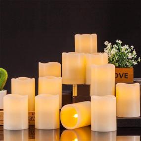 img 3 attached to 🕯️ Eloer 12-Pack Flameless Candles: Battery-Operated Pillars with Ivory Drip-Less Real Wax & Remotes - 24H Timer, 3"x4