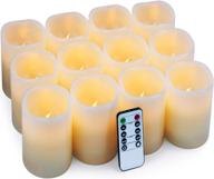 🕯️ eloer 12-pack flameless candles: battery-operated pillars with ivory drip-less real wax & remotes - 24h timer, 3"x4 логотип