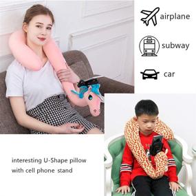 img 3 attached to 🦄 BEL AVENIR Unicorn Travel Pillow - U Shaped Animal Neck Pillow with Cell Phone Stand Holder, Adjustable 3D Cute Sleep Pillow for Home, Airplanes