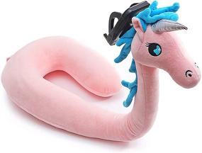 img 4 attached to 🦄 BEL AVENIR Unicorn Travel Pillow - U Shaped Animal Neck Pillow with Cell Phone Stand Holder, Adjustable 3D Cute Sleep Pillow for Home, Airplanes